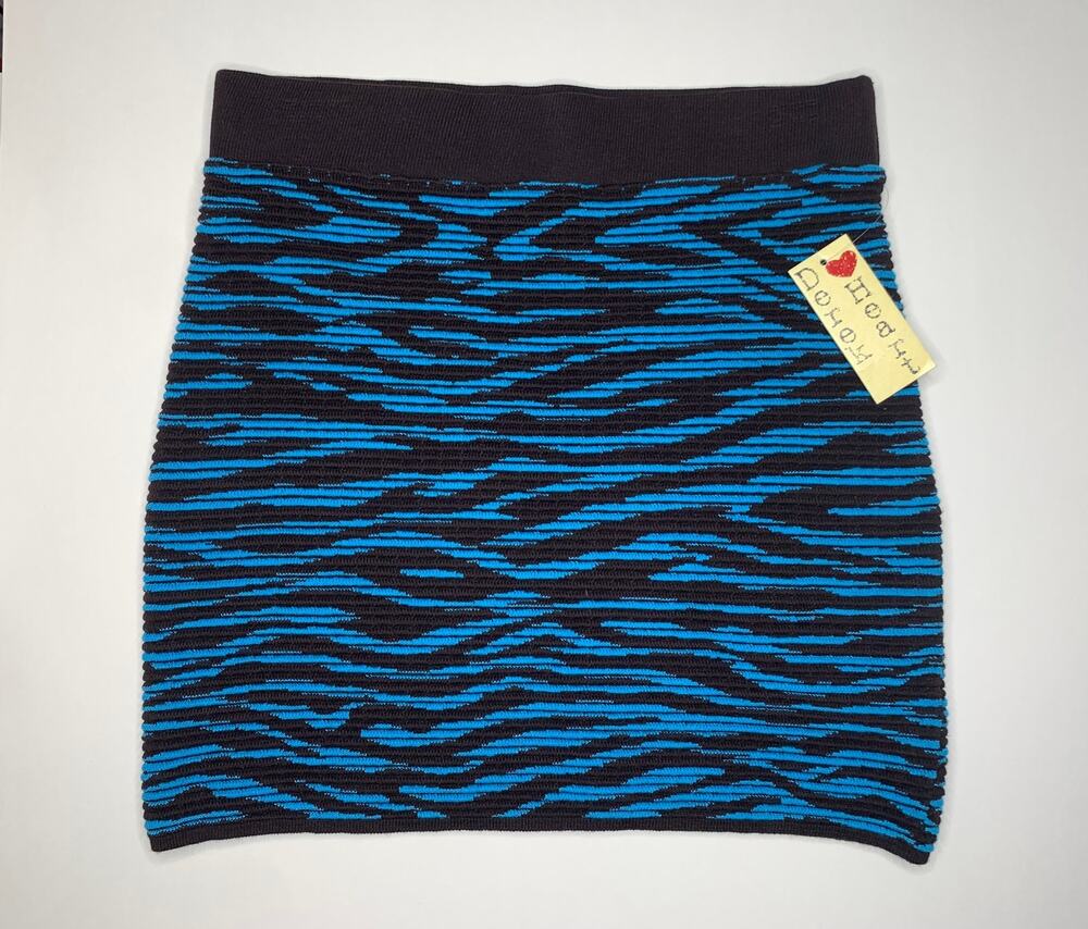 NWT Derek Heart sweater mini skirt blue black women's size medium